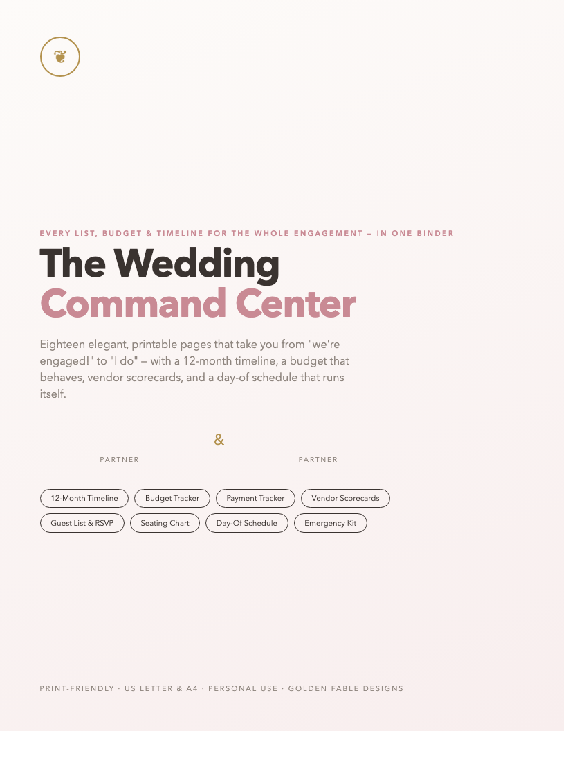 The Wedding Command Center cover page